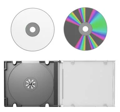 3D CD cover open with cd on white background Illustrazione stock