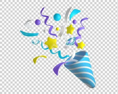 3d Celebratory Popper Explosion with Confetti Stock Illustration