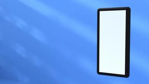 3d cell phone simulation with white screen to be used as a mock up with a blue b Illustrazione stock