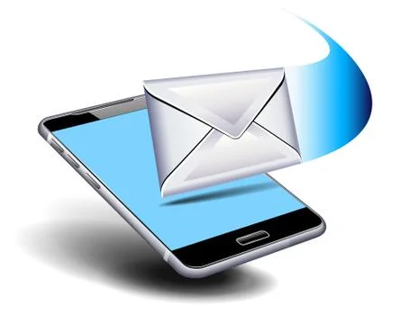 3D Cell Smart Phone with Envelope Stock Illustration