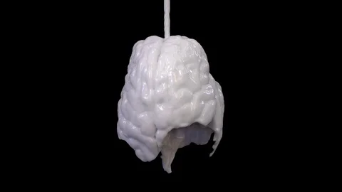 3D CG Animation of White liquid (Milk) Turning into Brain Stock Footage 82177593