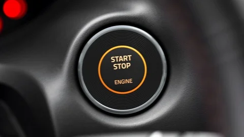 3D CG animation of a working V8 engine with start stop button. Stock Footage 128332472