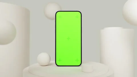 3d cg render of a latest phone, green screen chroma key tracking display screen Stock Footage 219329625