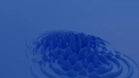 3D CGI Animation of blue surface bumped up by frequency sound waves Stock Footage 105967220