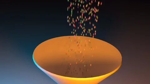 3D CGI Animation of small colorful candy balls going through a funnel Stock Footage 103952014