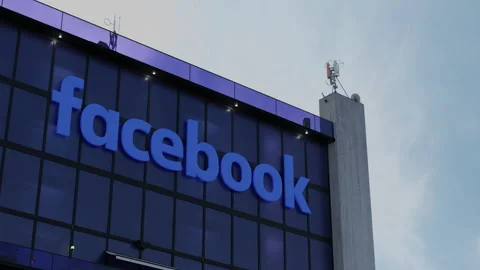 3D CGI Hyperlapse Animation of Facebook Logo on Corporate Building Stock Footage 162400663