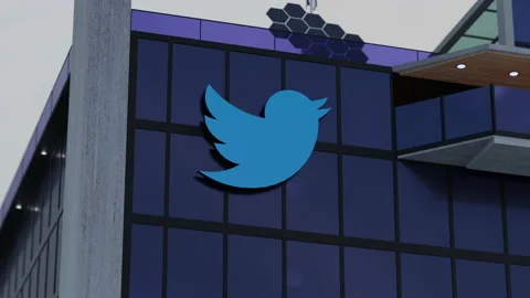 3D CGI Hyperlapse Animation of Twitter Logo on Corporate Building Stock Footage 162400650