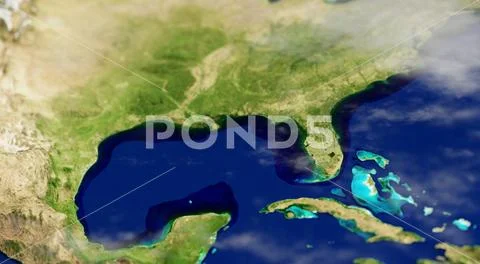 3D CGI Illustration of Caribbean Topography Map w/ Depth of Field ...