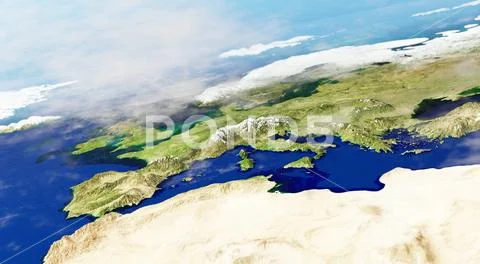 3D CGI Map Illustration of Europe With Mountain Relief & Depth of Field ...