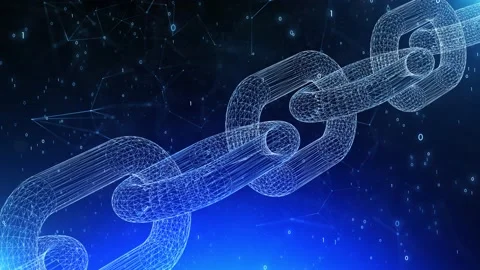 3d chain object on computer cyberspace background Video stock 232296065