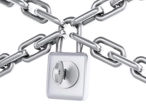 3d Chain with padlock. Security concept. イラスト素材