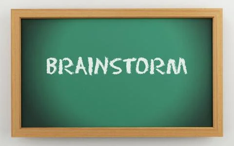 3d chalkboard with brainstorm text Stock Illustration