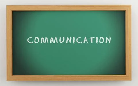 3d chalkboard with Communication text Stock Illustration