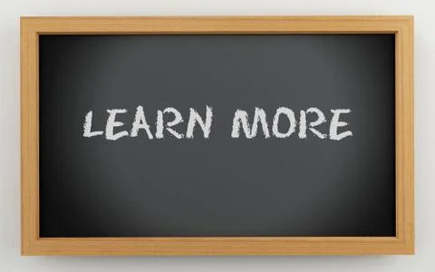3d chalkboard with learn more text イラスト素材