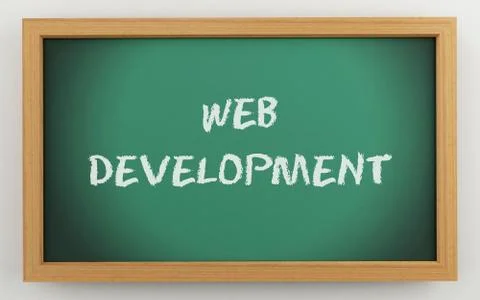 3d chalkboard with Web development text Illustrazione stock