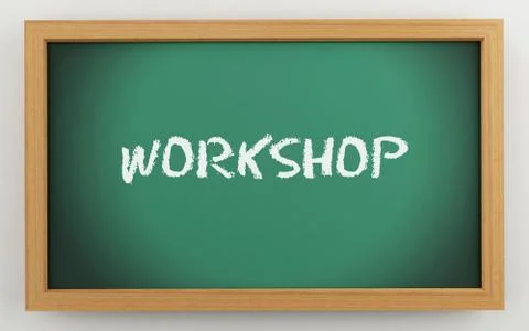 3d chalkboard with Workshop text Stock Illustration