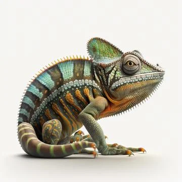 3d chameleon isolated white background Illustrazione stock
