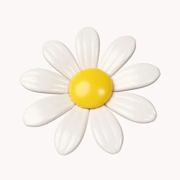 3d chamomile flower. icon isolated on white background. 3d rendering Stock Illustration