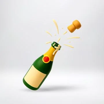 3D Champagne cork explosion Stock Illustration