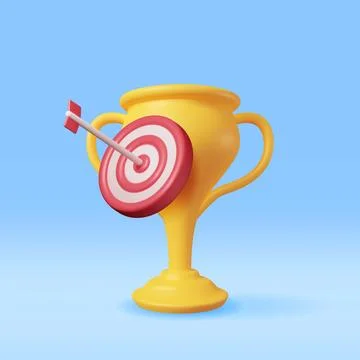 3D Champion Trophy with Target Stock Illustration