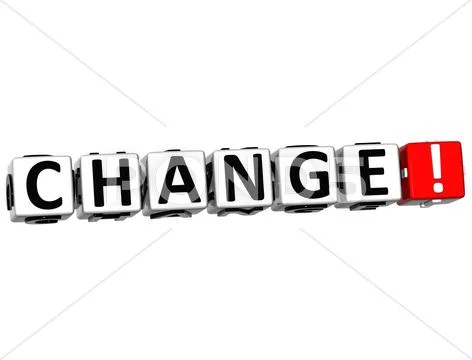 3d change button click here block text Stock Illustration