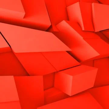 3d chaotic red polygonal blocks pattern Illustrazione stock