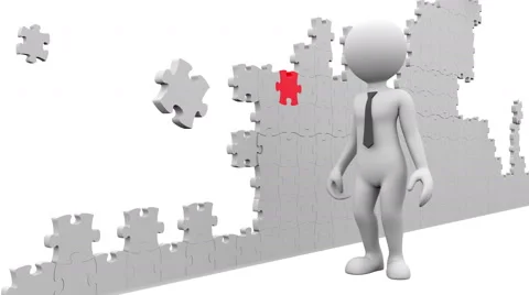 3D character and missing piece. People series - Perspective view. Stock Footage 61397734