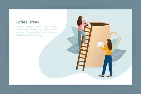 3d character black coffee break people for lifestyle design. Cartoon character Stock Illustration