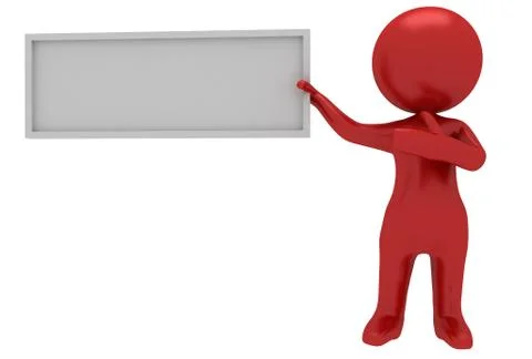 3d character with blank board Stock-Illustration