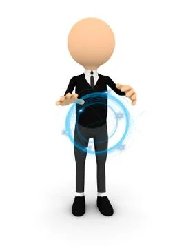 3d character with blue light ring Illustrazione stock