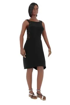 3D character in an elegant black suit. White background Stock Illustration