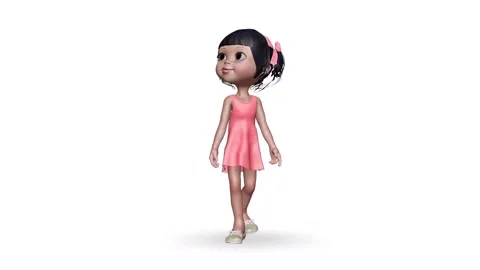 3d Character Girl Walking Loop on White Background Stock Footage 149406991