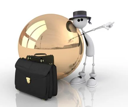 The 3d character with a gold sphere. Stock Illustration