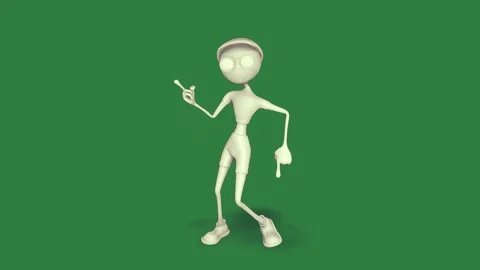 A 3d character on green screen and person is standing screen with walking Stock-Footage 335977661