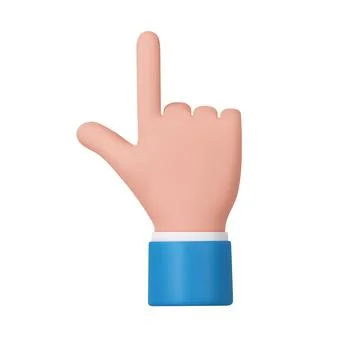 3d character hand pointing at something Illustrazione stock