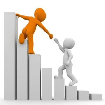 3d character help each other Stock Illustration