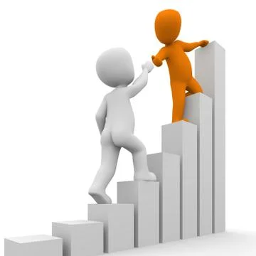 3d character help each other Stock Illustration