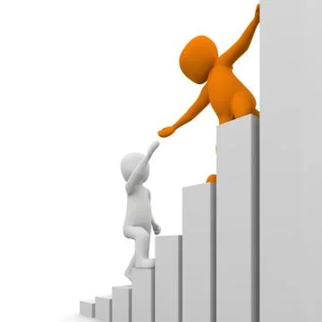 3d character help each other Stock Illustration