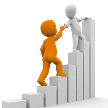 3d character help each other Stock Illustration