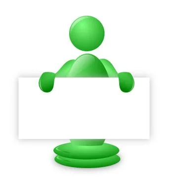 3D character Holding a Blank Poster Stock Illustration