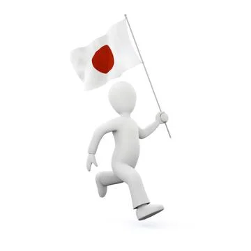 3d character Holding a japenese flag Illustration of a 3d man holding a ja... Stock Photos