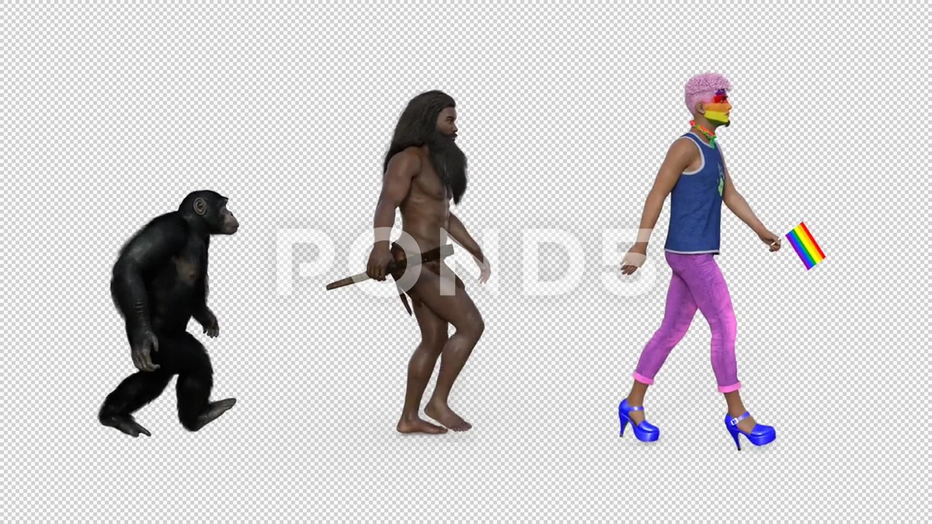 3d character human evolution , animation | Stock Video | Pond5