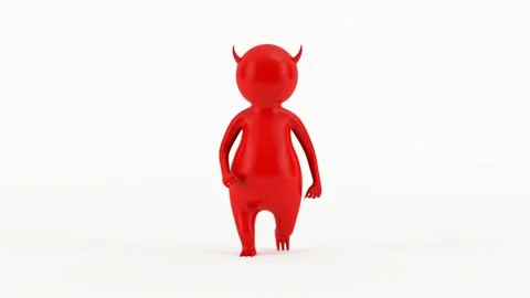 3D character little red devil - walk Stock-Footage 133529294