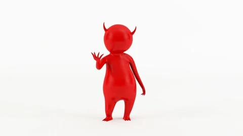 3D character little red devil - angry Stock-Footage 133529314