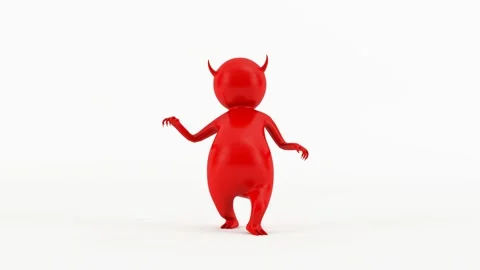 3D character little red devil - sneaky walk Stock Footage 133529341