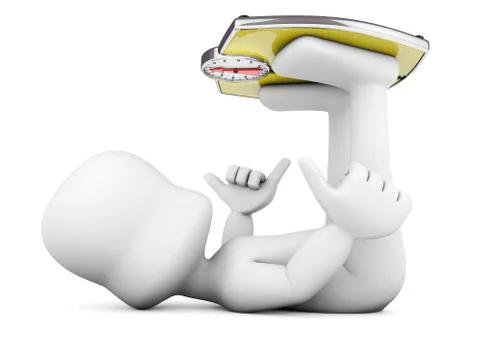 3d character lying on the ground, tricking the scale Stock Illustration