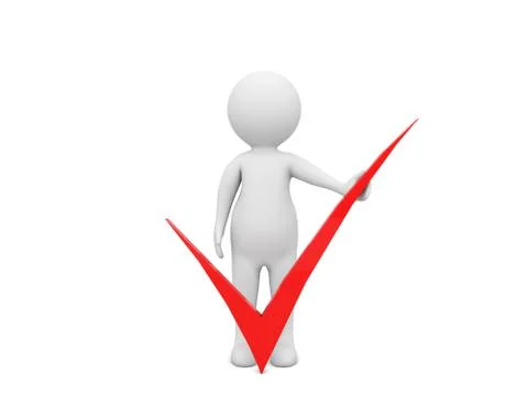 3d character makes a choice on a white background. Illustrazione stock