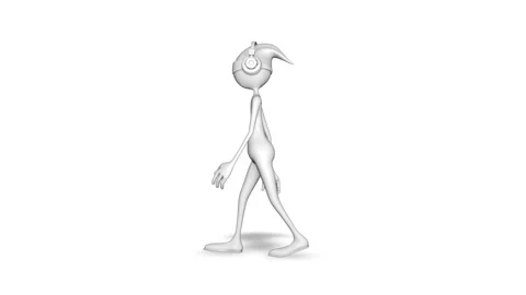 3d Character Man Walk Loop on White Background Видео 150787813