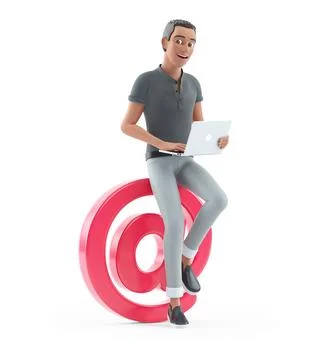 3d character man working on at sign Stock Illustration