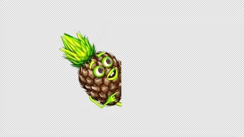 3d Character Pineapple Show on Alpha Channel Stock Footage 150094426